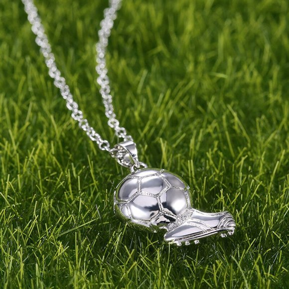 Silver Soccer Ball Sport Pendant Chain Necklace Gorgeous Party Gift - Picture 6 of 6